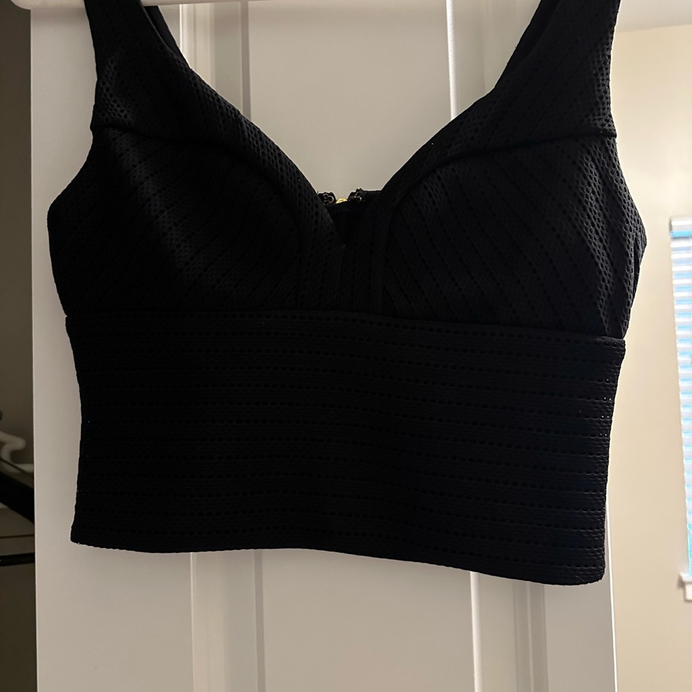 Guess Black Textured Crop Top